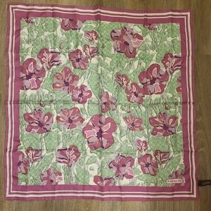 Coach 100% Silk Scarf Purple, Pink,Green & White Floral